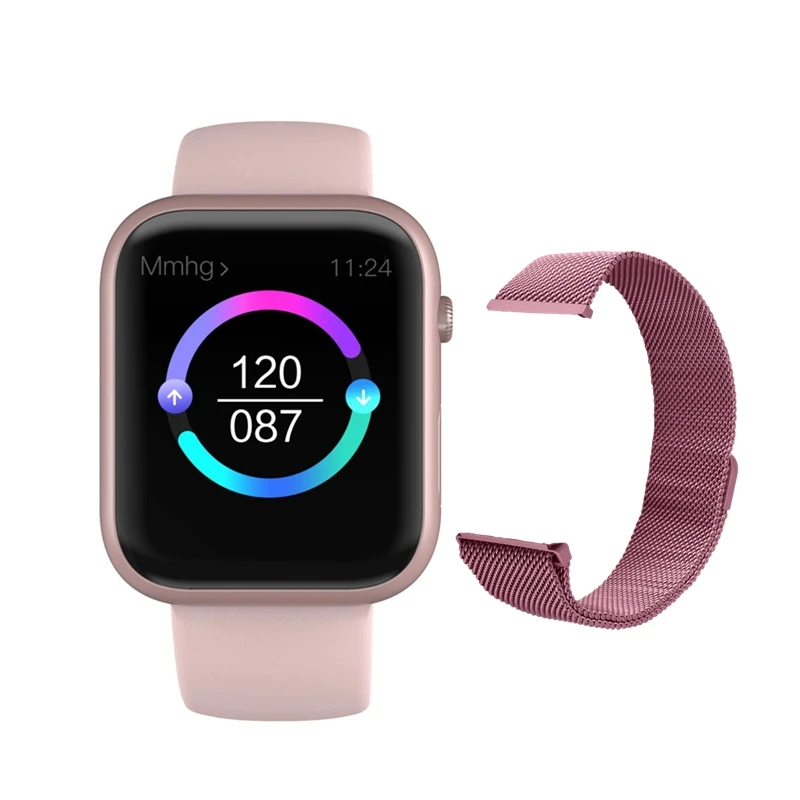 Умные часы серии 4 42 мм монитор сердечного ритма PK iwo 8 9 smartwatch для samsung huawei Xiaomi Apple iphone - Цвет: pink add strap