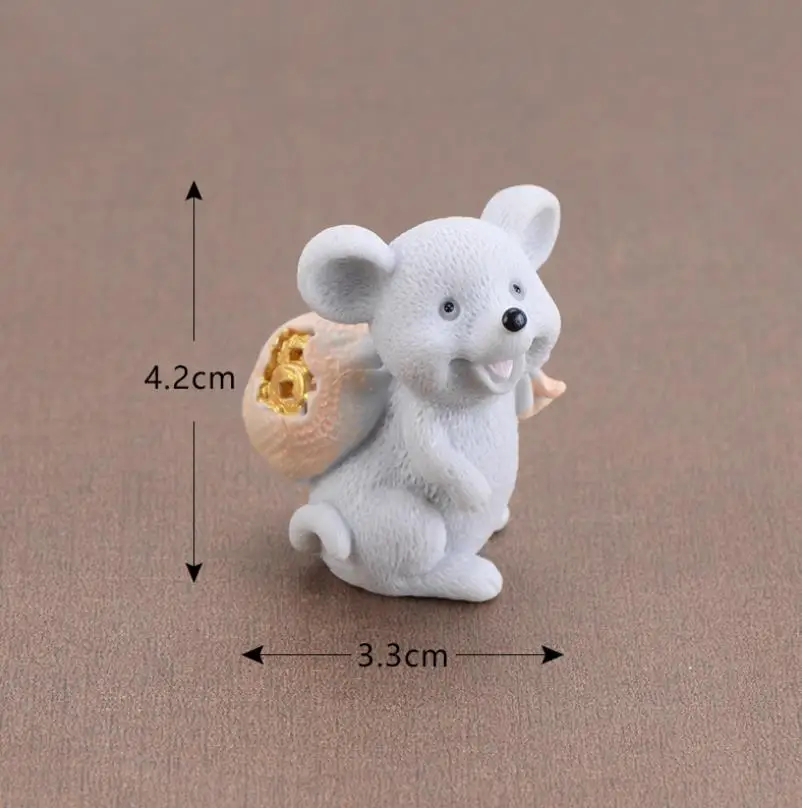 Money Fortune Cartoon Mouse bear mouse Ornaments Rich Mice Small Statue Little Figurine Crafts Cute Animal home Decoration - Цвет: Серебристый