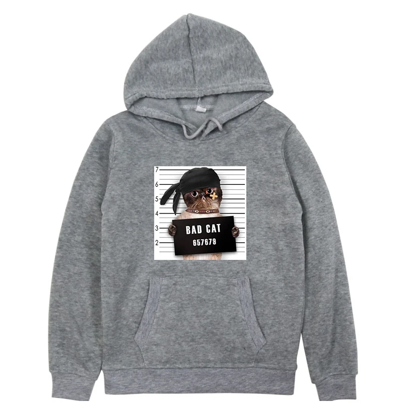 Hoodies 5 Толстовки с капюшоном с длинными рукавами и принтом «Bad Dog Bad Cat» милый Свитшот модные хлопковые толстовки унисекс с капюшоном и длинными рукавами для мальчиков и девочек - Цвет: Hoodies 5