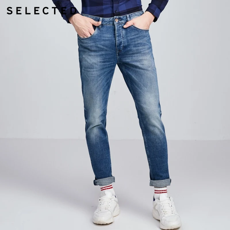 SELECTED Men Casual Denim Pants Handsome Retro Washed Tapered Jeans S|419432517 SELECTED Men Casual Denim Pants Handsome Retro Washed Tapered Jeans S|419432517