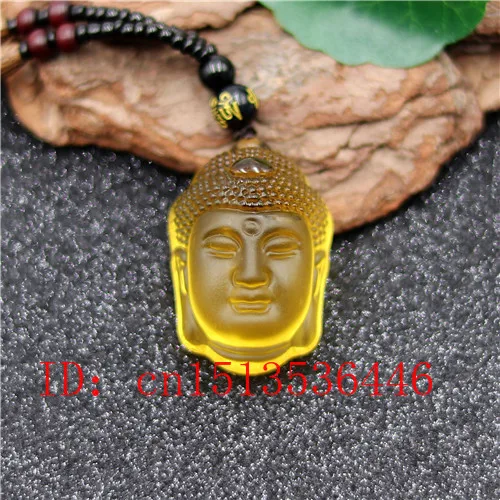 Natural Yellow White Crystal Buddha Head Pendant Beads Necklace Charm Jewellery Fashion Hand-Carved Luck Amulet Gifts | Украшения и