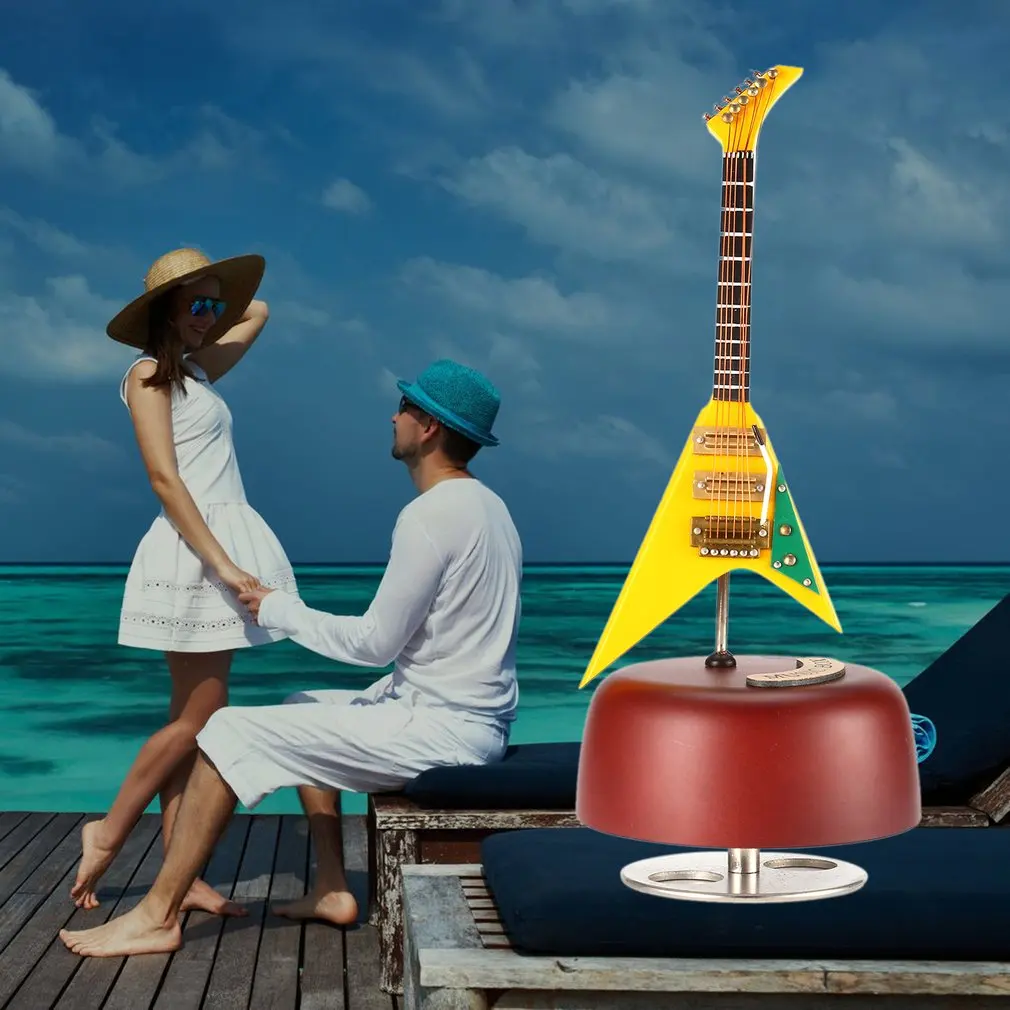 Guitar Music Rotate Box Instrument Model Promotional Birthday Gifts Office Desk Decoration