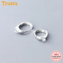 Trusta, натуральная 925 пробы, серебряные, сладкие, минималистичные, ослепительные, CZ, серьги-кольца для женщин, свадебные серьги, ювелирное изделие, подарок DS2207