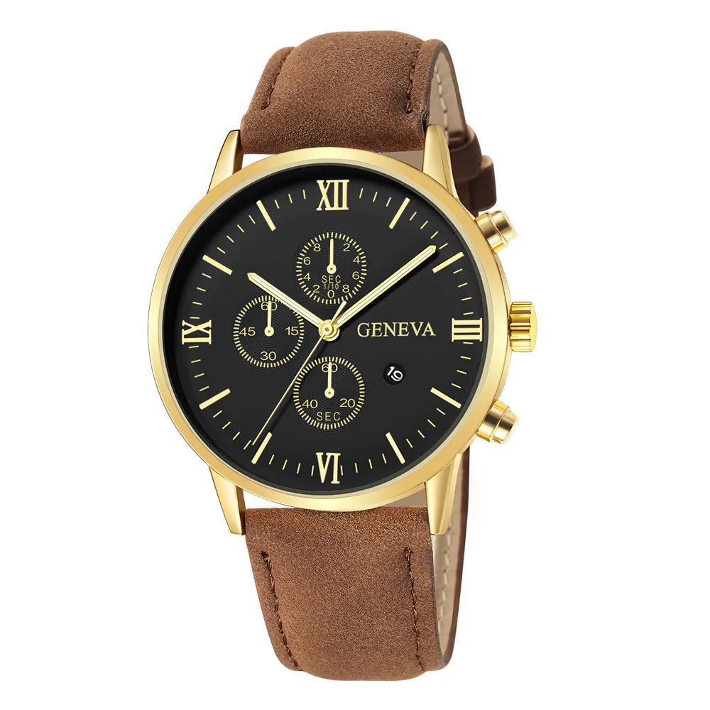 Горячая relogio модные часы женские часы GENEVA Мужские часы Дата синтетические кожаные кварцевые часы наручные часы relogio masculino# A - Цвет: G