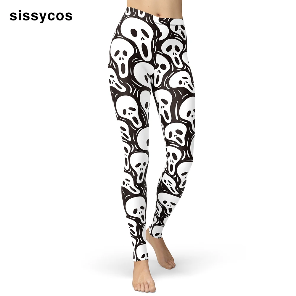 

Halloween Bogey Printed Leggings for Women Horror Scary Ghosts Push Up Pants Brushed Buttery Soft Ankle Length Skinny Trousers