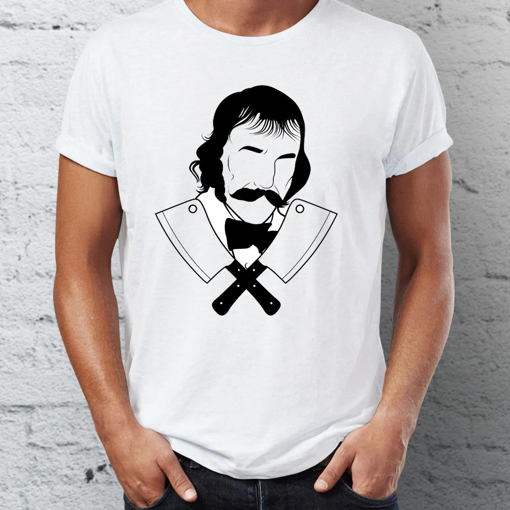 

Hip Hop Men T-shirts Bill the Butcher Gangs of New York Black and White Artsy Street Guys Tops & Tees Swag 100% Cotton Camiseta