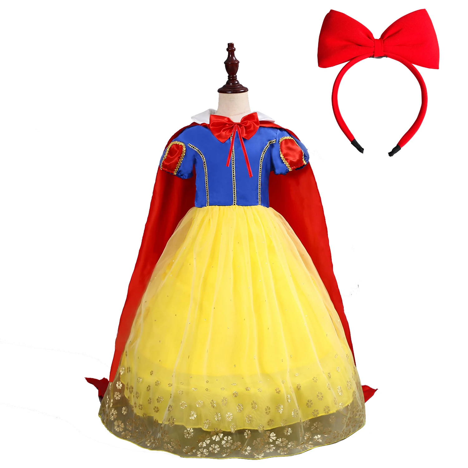 

New Snow White Dresses with Long Shawl Pendant Halloween party cosplay costume girls princess dress