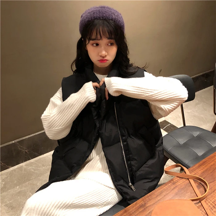 Casual Zipper Cotton-padded Vest Coat Women Windproof Sleeveless Waistcoat Warm Jackets vest female Fashion Autumn Winter