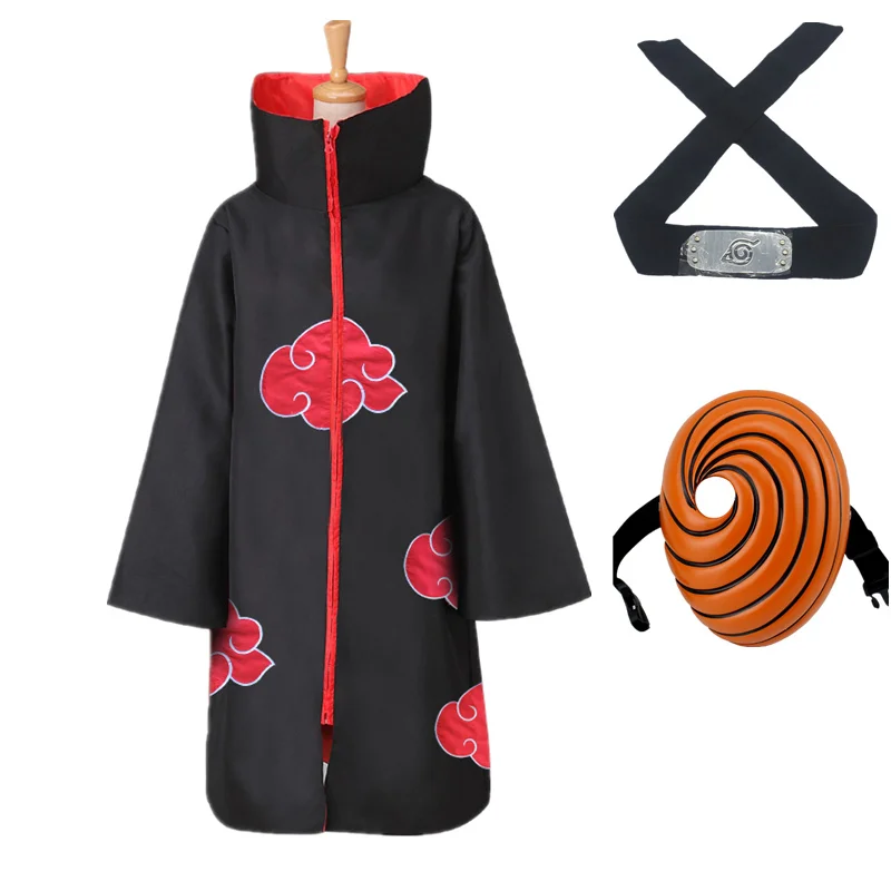 Naruto Cosplay Costume Uzumaki Naruto Red Cloud Cloak Robe Coat Halloween Akatsuki Uchiha Itachi Sasuke Cape Mantle Clothes