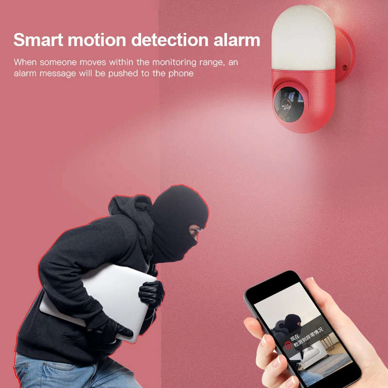 US $31.90 New Surveillance Camera 1080P HD WIFI PTZ Rotation Home Motion Detection Smart Alarm Camera Courtyard Lighting Wall Lamp Camera