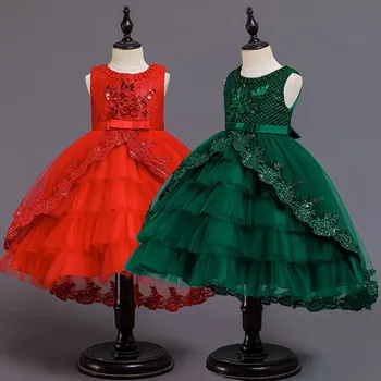 

Girls Lace Trailing Costumes Princess Dress for Wedding Birthday Party Summer Kids Children Fancy vestidos Appliques Dresses