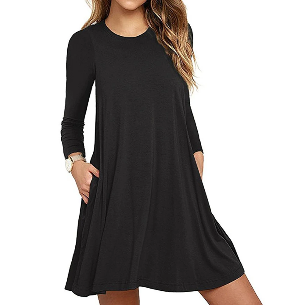 High Quality Fashion Women Black Blue Dress Summer Short Sleeve O-Neck Casual Loose Dress Female Street Plus Size Dress Vestidos