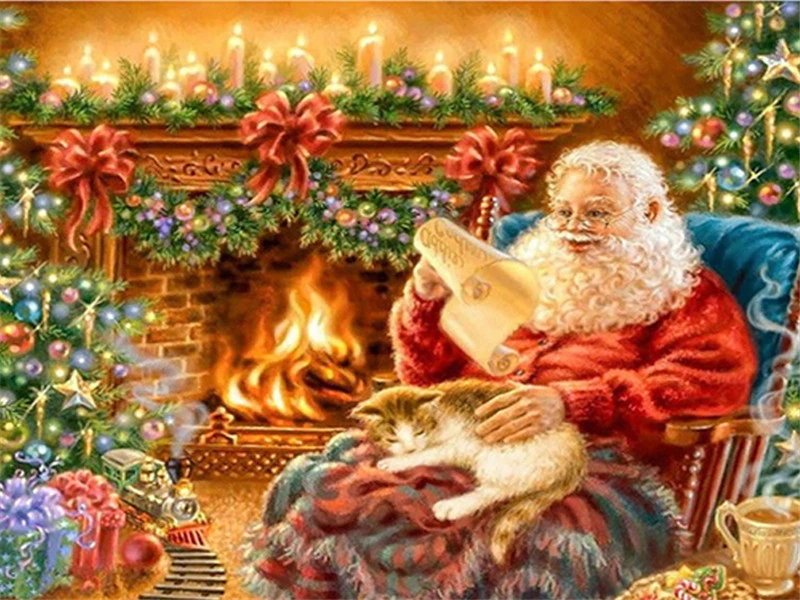 HUACAN 5D Алмазная вышивка Дед мороз Алмазная мозаика мультфильм домашнего декора Рождественский подарок - Цвет: FA1-1308