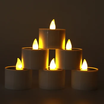 

6x Solar Simulation Flame Fake LED Candles Flameless Flickering Tea Lights Romantic Wedding Party Decor