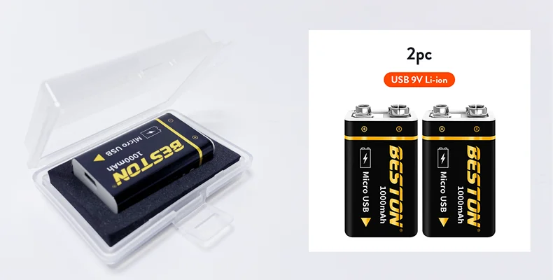 YATUO 1000mAh micro USB 9 Volt li-ion rechargeable 9v battery  6F22 9v usb battery for RC Helicopter Model Microphone Toy