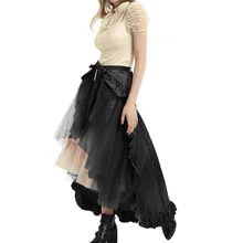 Стильные Асимметричные сетчатые юбки с высокой талией, летняя юбка для вечеринки, Лоскутные Длинные черные юбки, женские плиссированные юбки