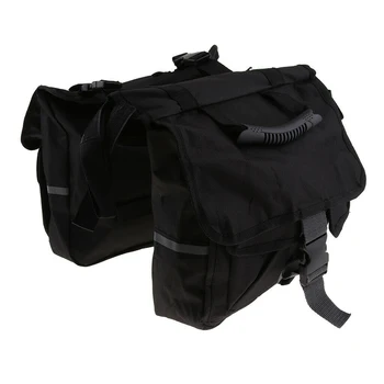 

Strap Saddle Bag Nylon Luggage Bicycle Black Rear Rack Double Panniers