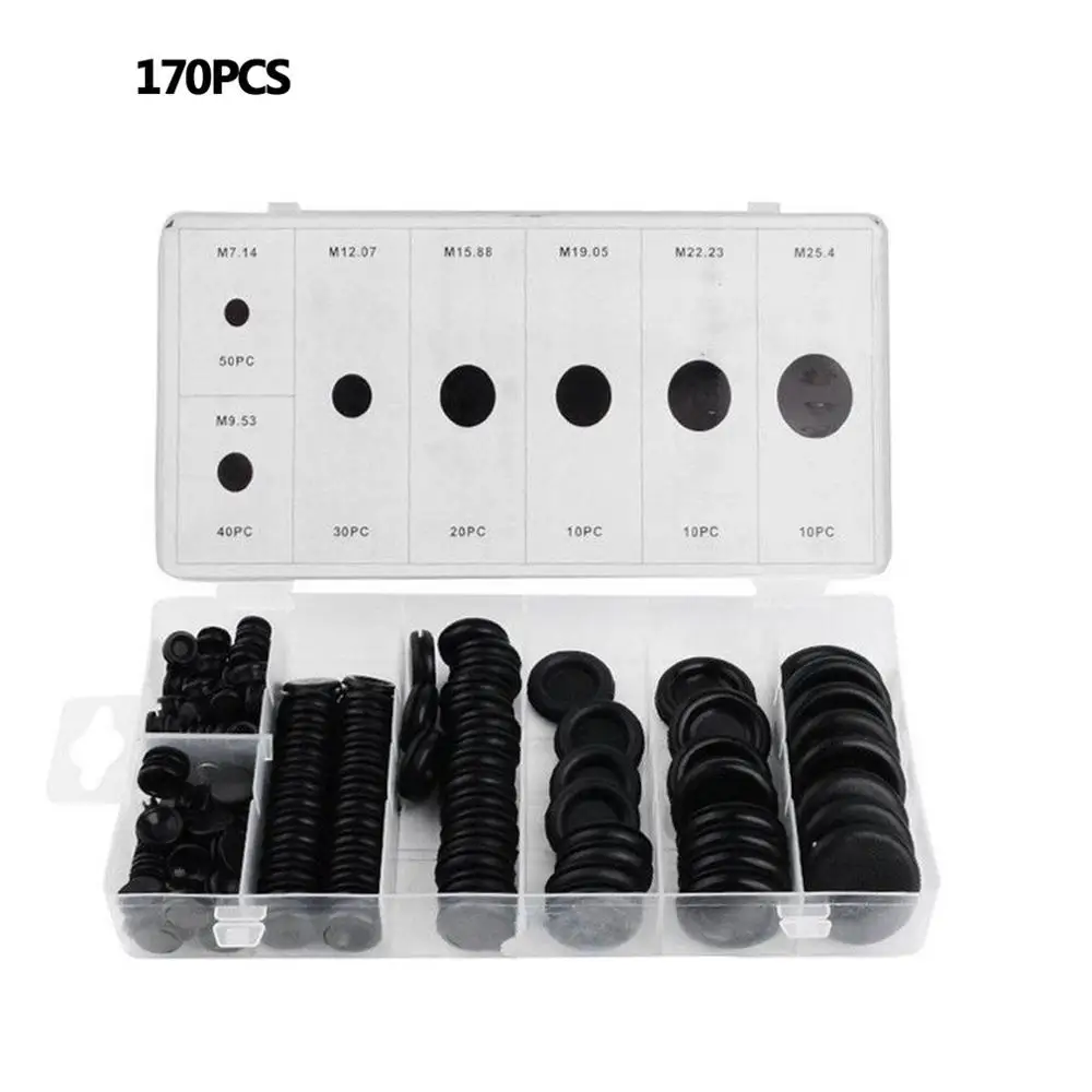 

170Pcs Rubber Seal Fire Hole Plug Group Details Car Wire Gasket Set O Type Seal Ring Car Accessories