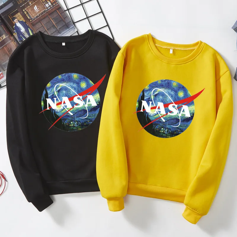 

America Space Agency NASA Van Gogh Oil Painting Space Printed round Neck Sweater Men And Women Casual Men's Sweatshirts & Hoodie