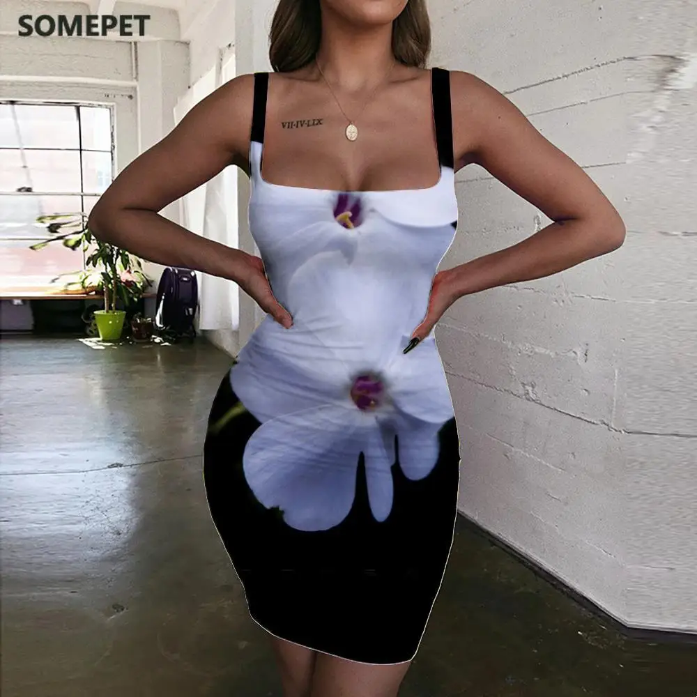 

SOMEPET Flowers Dress Women Creativity Vestido Sexy Art 3d Print Novel Ladies Dresses Womens Clothing Mini Evening Short Boho