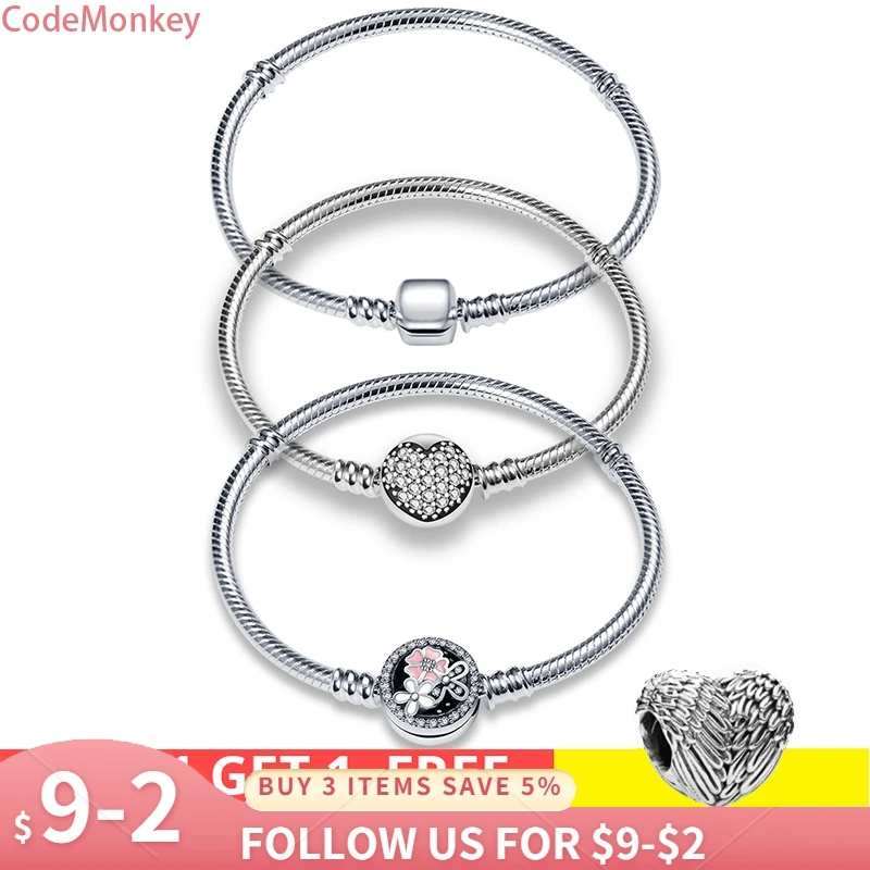 Женский браслет на цепочке codemon Key серебро 100% пробы классический браслет-змейка