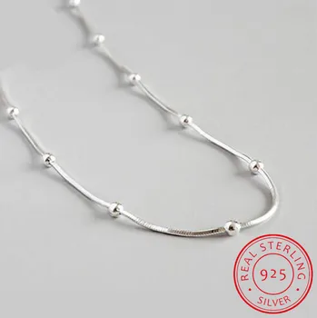 

2020 Fashion Necklace Authentic 925 Sterling Silver Jewelry Concise Charm Snake Bone Chain Beads Woman Girl Necklace Gift
