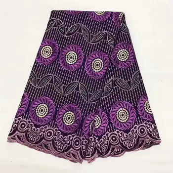 

Factory offers 100%cotton Latest Nigerian cotton swiss lace With Heavy Rhinestones fabric for 2020Weding long Dresses