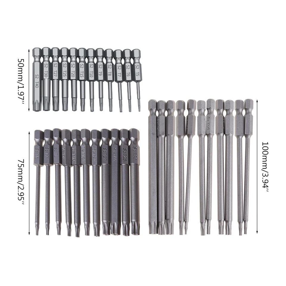 DAKCOS 11-Piece Tamper Proof Torx Bit Set - T6 To T40 Security Screwdriver Bits 100mm Length