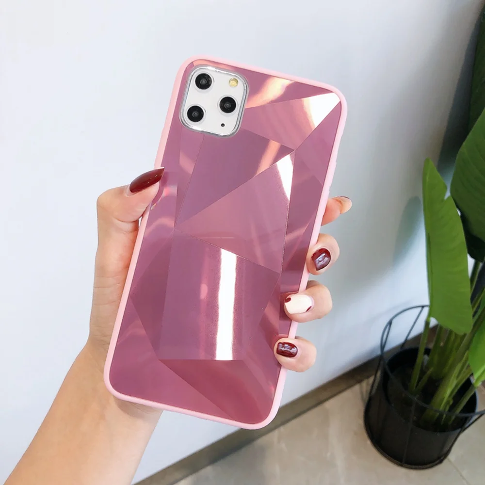 Чехол для iPhone 11 XS MAX XR X 8 7 6 6S Plus, модный зеркальный чехол с бриллиантами для iPhone 11 Pro Max 8 plus, чехол ярких цветов - Цвет: Pink