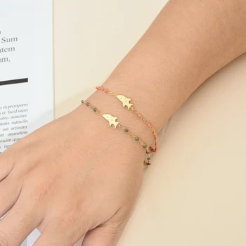 

ZMZY Cute Shark Stainless Steel Jewelry Women Bracelet Charm Bracelet Femme Chain Gold Color New Fashoin