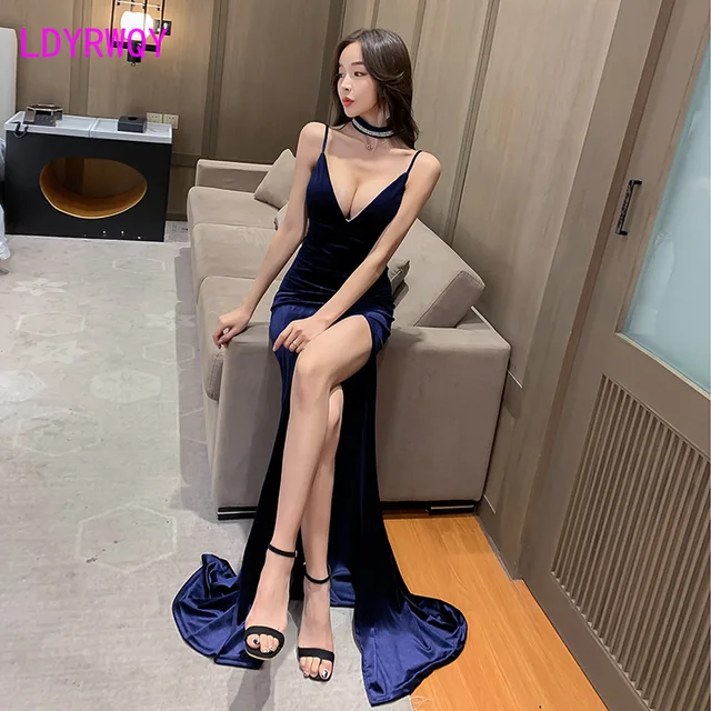 Night dress women's nightclub dress sexy low-cut temperament Sleeveless  Polyester  Office Lady  Solid  V-Neck 6