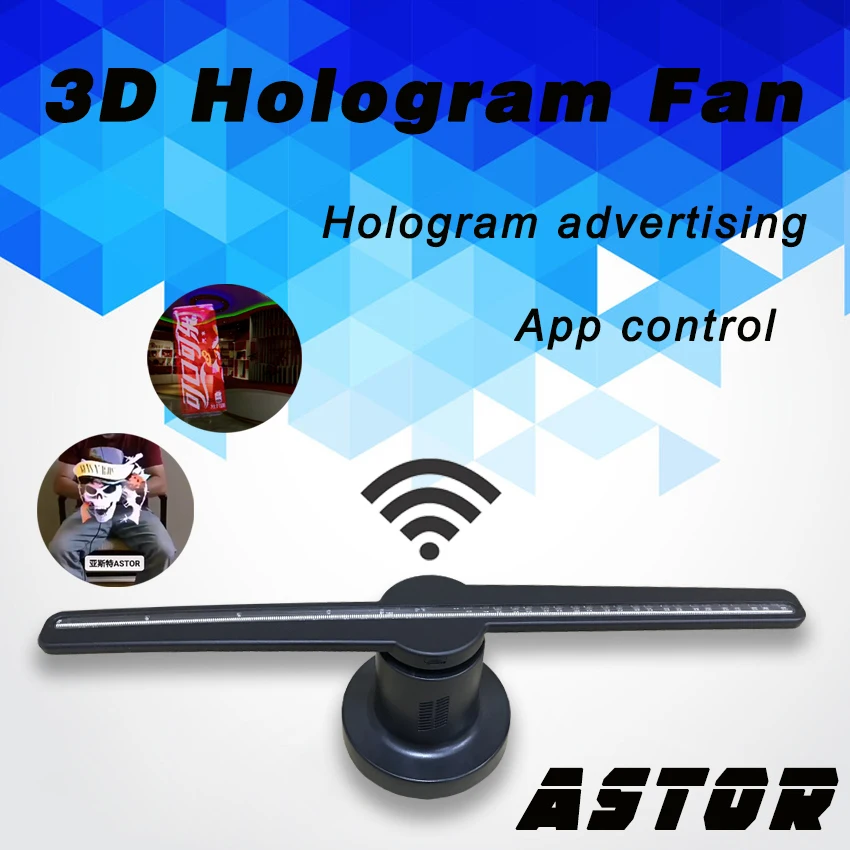 HD 3D wifi голограмма светодиодный вентилятор 42 см голографический рекламный