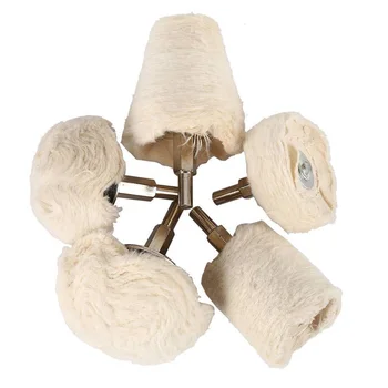 

5Pcs 6mm Waxing Polishing Mop Grinding Head Car Motorcycle Kit T-type For Drill Metal Mirror Cotton Pad Buffing Wheel Rims