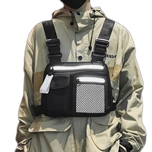 Светоотражающая нагрудная сумка для мужчин, многофункциональная, уличный стиль, женский жилет, ремень, хип-хоп, тактическая, оснастка, нагрудная сумка G186