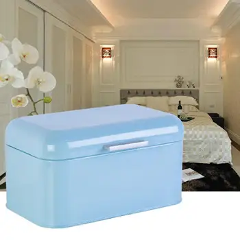 

High Quality Bread Box Household Hinged Lid Durage White Retro Kitchen Tin Bread Food Snacks Bread Bin Holder Container Storage