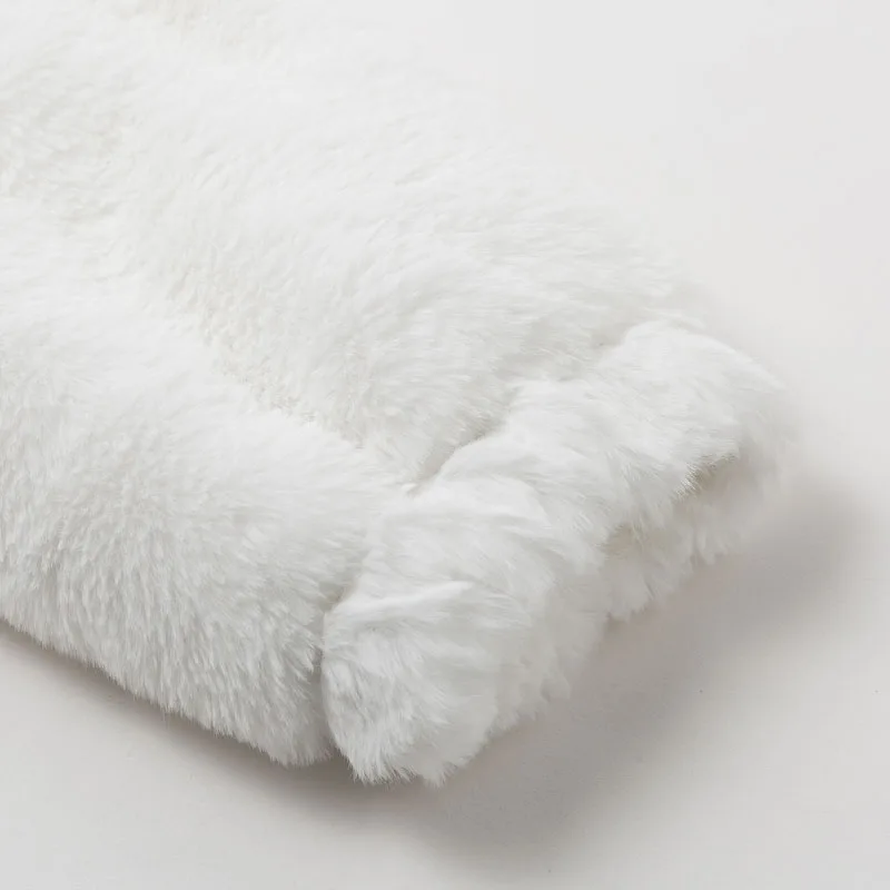 Conmoto/Белое повседневное пальто с искусственным мехом Женская осенне-зимняя коллекция года, женские пальто, уютное теплое короткое однотонное пальто с мехом большого размера