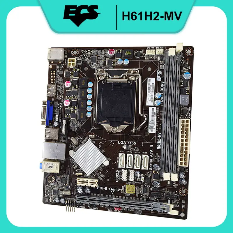 For ECS H61H2-MV Intel H61 DDR3 16GB LGA 1155 i7 i5 i3 Cpus VGA USB 2.0 SATA2 Micro ATX Original Desktop Motherboard | Компьютеры и