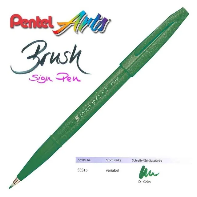 Япония Pentel Fude Touch SES15C гибкий наконечник знак ручки мягкая ручка каллиграфия Ручная надпись Рисование рисунок эскиз - Цвет: Touch Green
