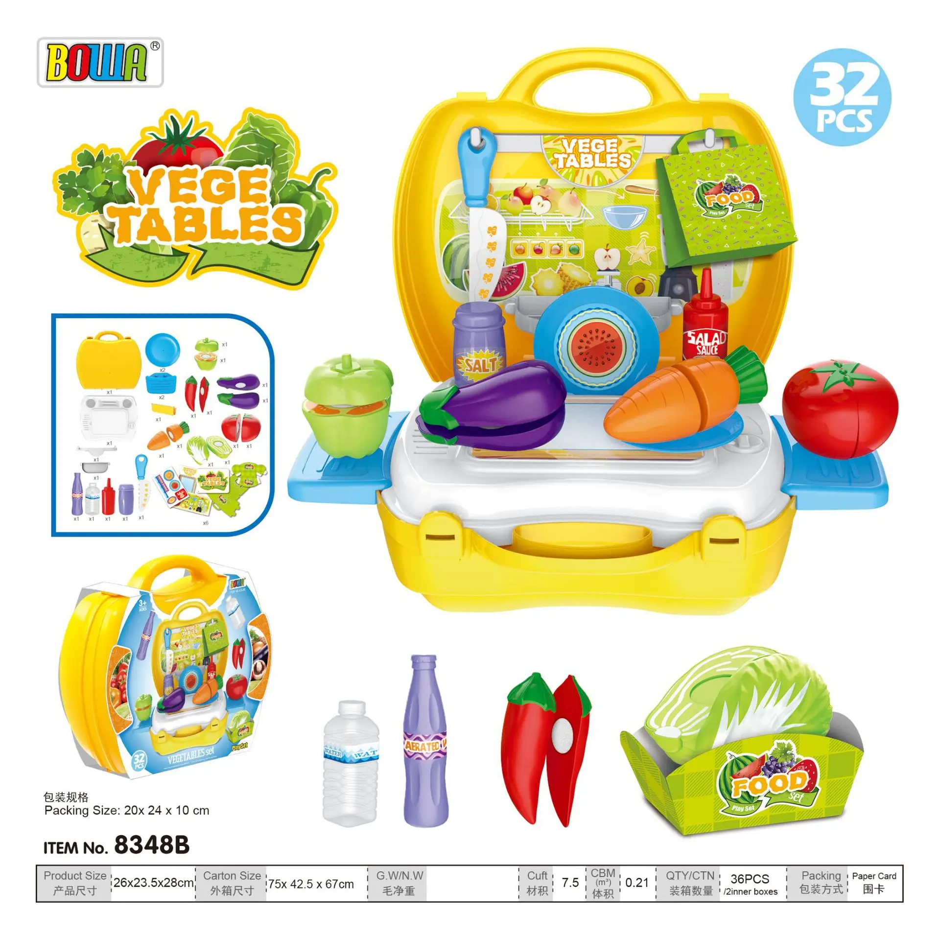 

Children Model Kitchen Cooking Tableware Fruit & Vegetable Bread Slicer Food Play House Toys Suitcase