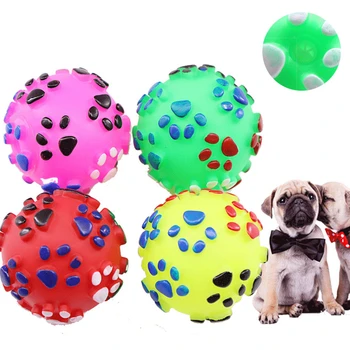 

Dog Footprint Ball Pet Sounding Toy Puppy Interactive Chew Squeaky Toys Dogs Molar Bite Paw Print Balls Pets Cleaning Teeth Ball