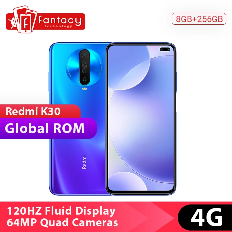 In Stock Global Rom Xiaomi Redmi K30 4G Snapdragon 730G 8GB 256GB Octa Core Smartphone 64MP Quad Ca