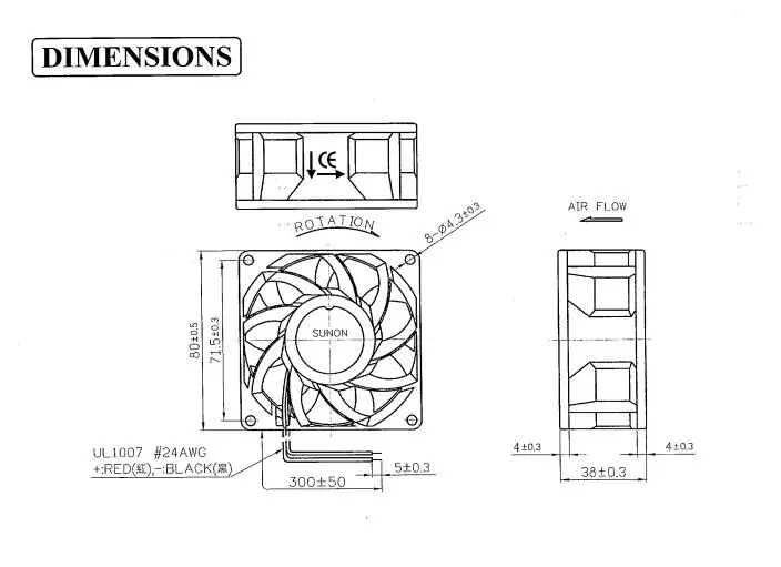 SUNON PMD2408PMB2-A DC24V 7,2 W 8 см 8038 Инвертор Вентилятор охлаждения