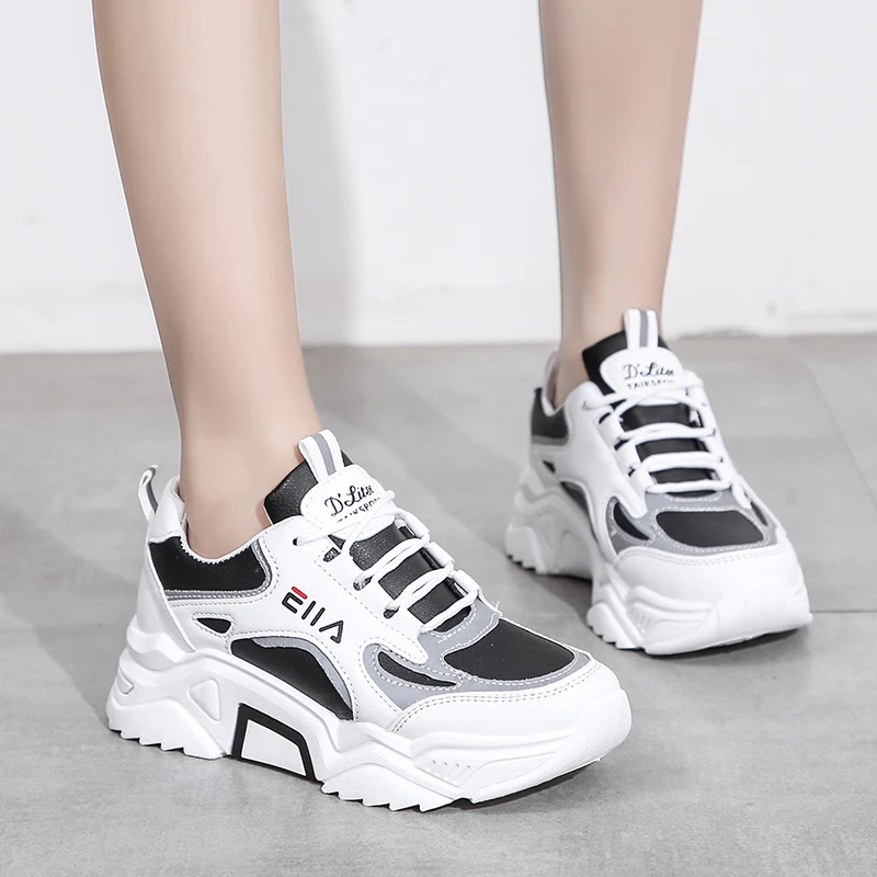 

New Sneakers Women Breathable Mesh Casual Shoes Female Fashion Sneaker Lace Up High Leisure Women Vulcanize Shoe Platform