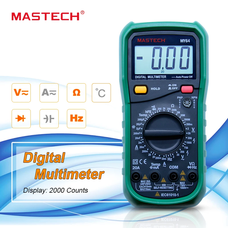 Цифровой Мультиметр MASTECH MY64 переменный/постоянный ток DMM измеритель емкости