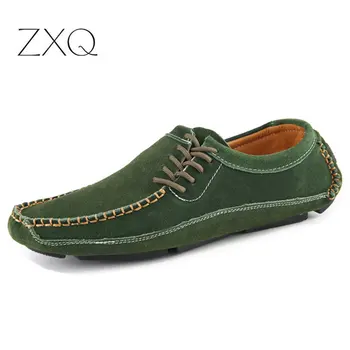 

Brand Men Summer Casual Shoes Cow Split Nubuck Leather Male Handmade Driving Moccasin Shoes Loafers Shoes
