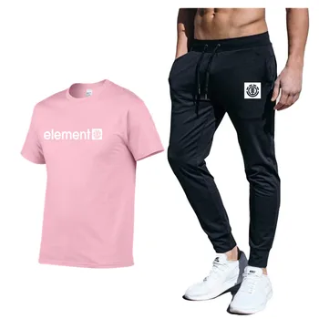

Tracksuit Men Sets Male Sweatshirt Pants Summer Men's Cropped T Shirt+Jogging Pants Casual Suits Sportswear Mens Clothing