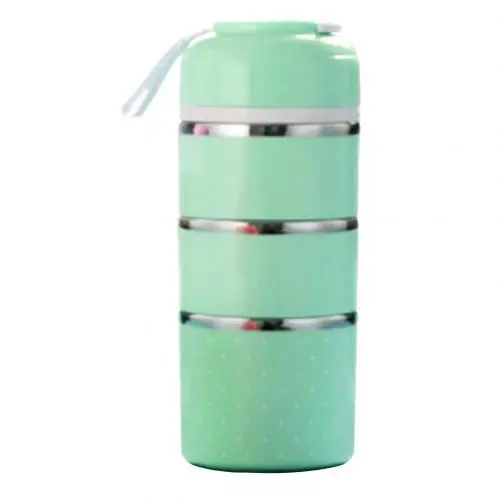 Green Triple Layer Hot Single/Double/Triple Layer Dot Stainless Steel Lunch Storage Box Food Container - Цвет: Green Triple Layer