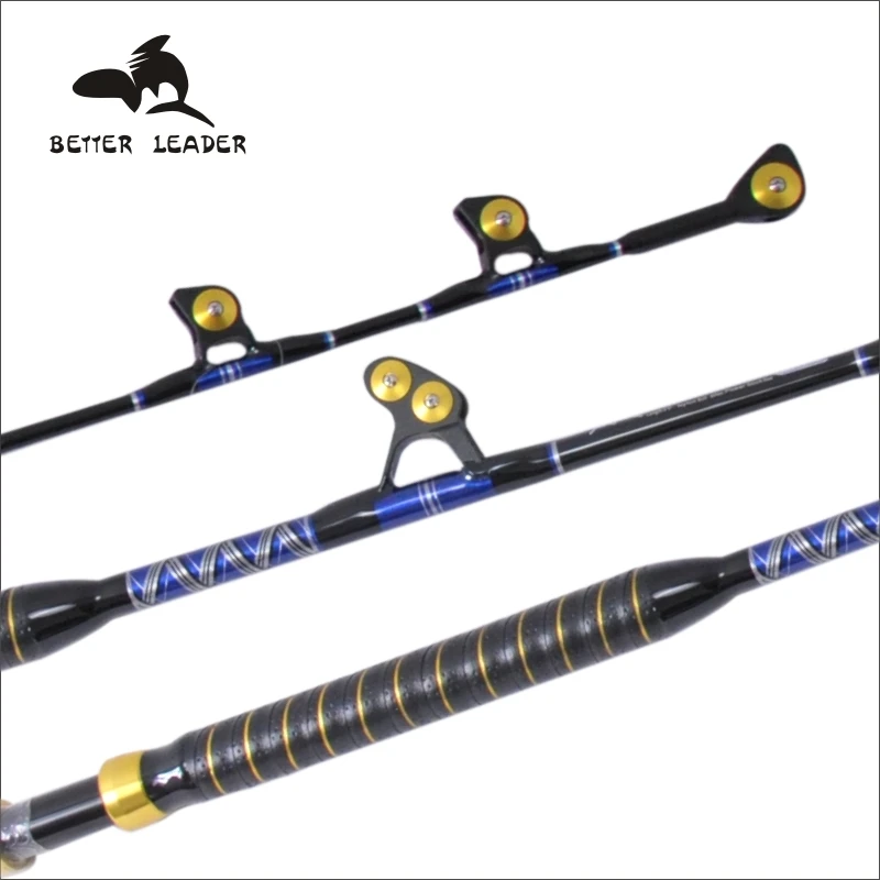 

ORJD Boat Fishing Rod BlueSpear 30lbs 50lbs 80lbs 100lbs 5'6" Leather Fore Grip Nylon Butt 168cm Big Game Rod with 5+1 Guide