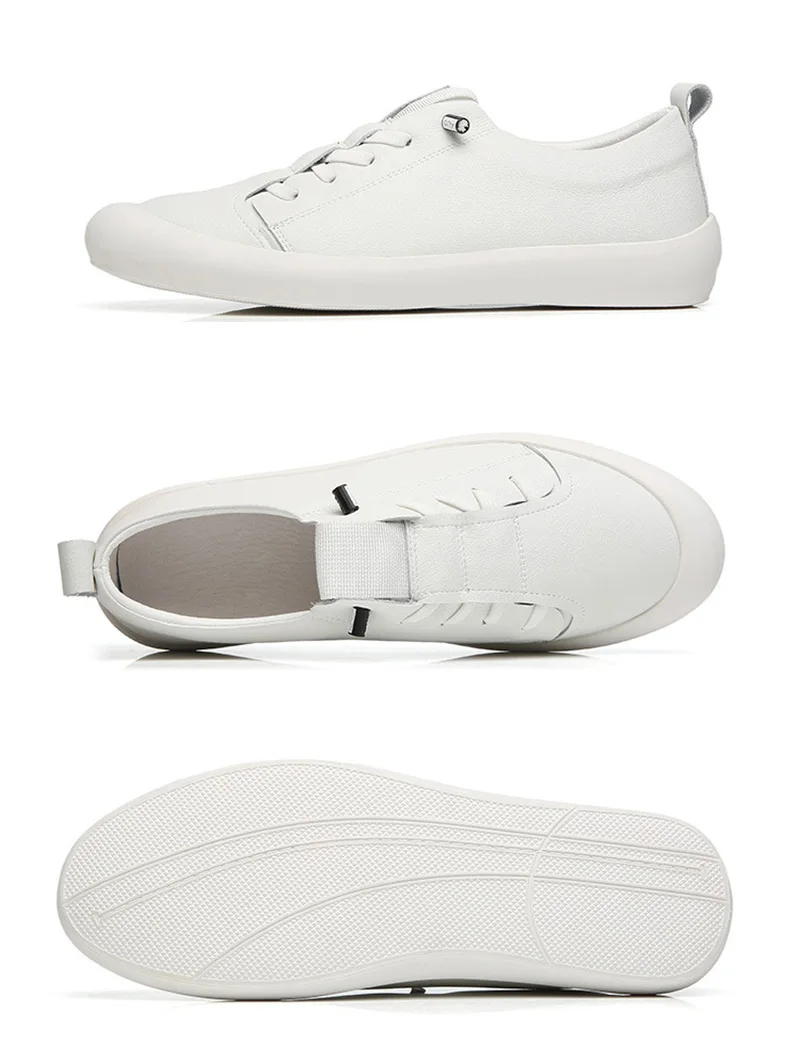 Moda Branco Sapatos de Couro De Vaca Mens Tênis Branco A1697