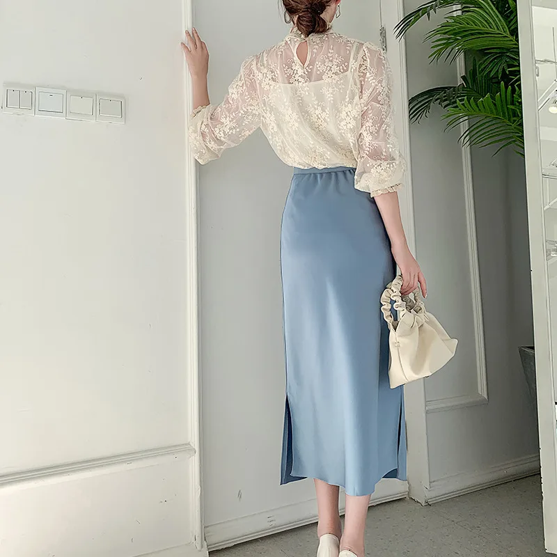 Южная Корея Dongdaemun модная простая юбка женская 19 лет Летний Стиль INS с высокой талией для похудения универсальная средняя длина